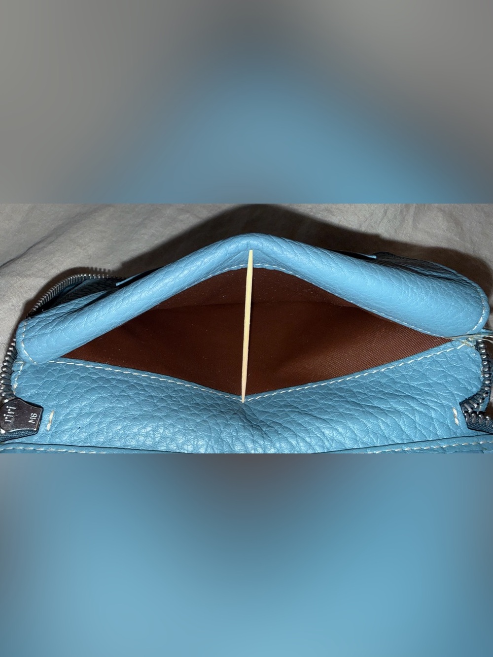 Dooney & Bourke Greyish Blue Zip-Around Leather Wallet - Picture 11 of 16